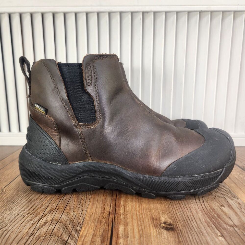 Keen Revel IV Waterproof Chelsea Boots Mens Sz 8.5 Brown Leather Slip On 1025559